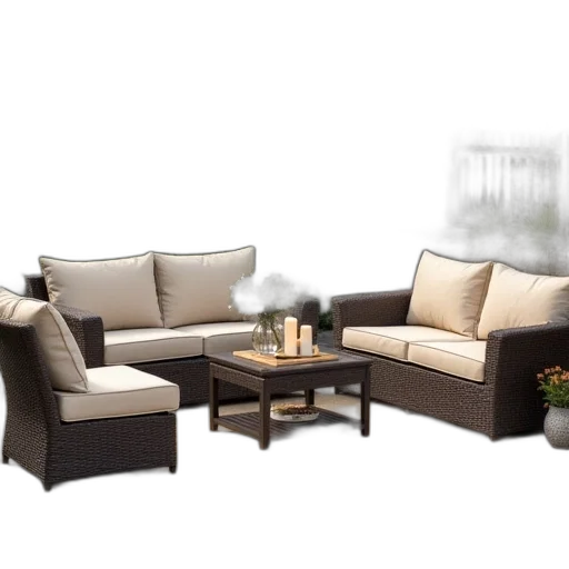 furniture, 3d render, photorealistic, earth tones transparent PNG cut-out