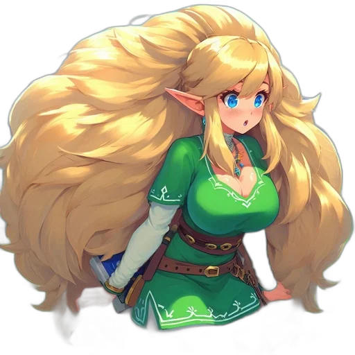 dress, hair, staff, crown transparent PNG cut-out