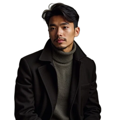 jacket, staff, hat, face transparent PNG cut-out