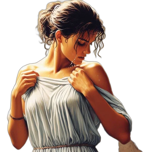 dress, jewelry, photorealistic, oil painting transparent PNG cut-out