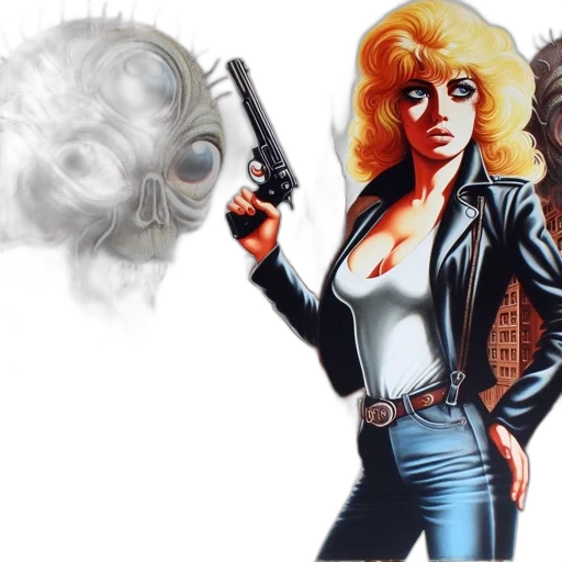 comic book art, concept art, cartoon, cyberpunk transparent PNG cut-out