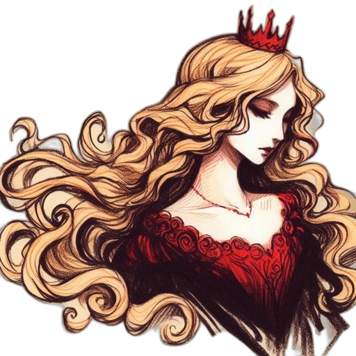 crown, hair, dress, fantasy art transparent PNG cut-out