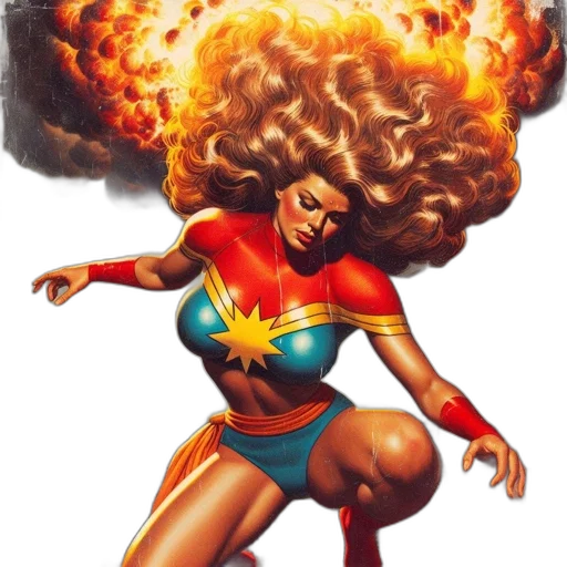comic book art, concept art, fire, female transparent PNG cut-out