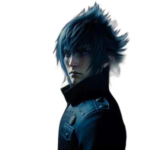 jacket, hair, face, staff transparent PNG cut-out