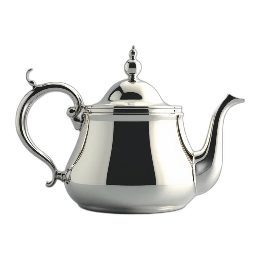 3d render, photorealistic, silver, teapot transparent PNG cut-out