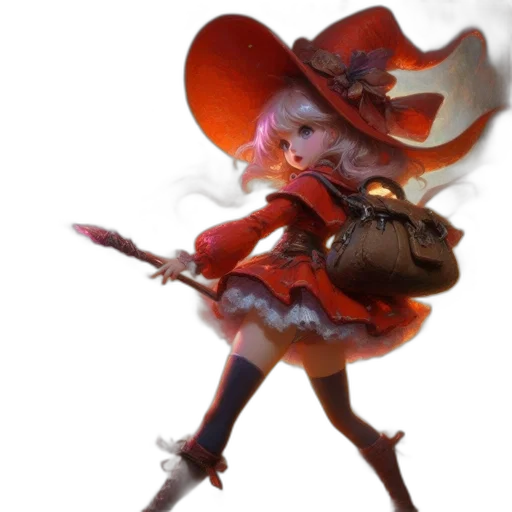 hat, staff, weapon, dress transparent PNG cut-out