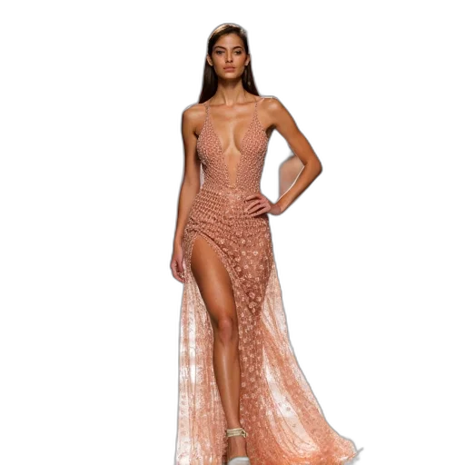 dress, model, walks, runway transparent PNG cut-out
