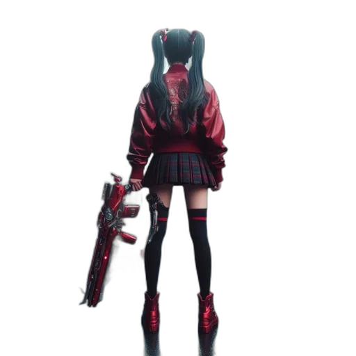 weapon, robot, jacket, staff transparent PNG cut-out