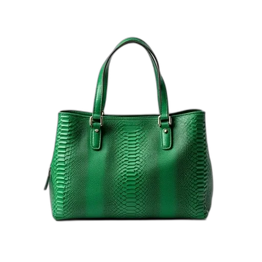 green, leather, handbag, textured transparent PNG cut-out