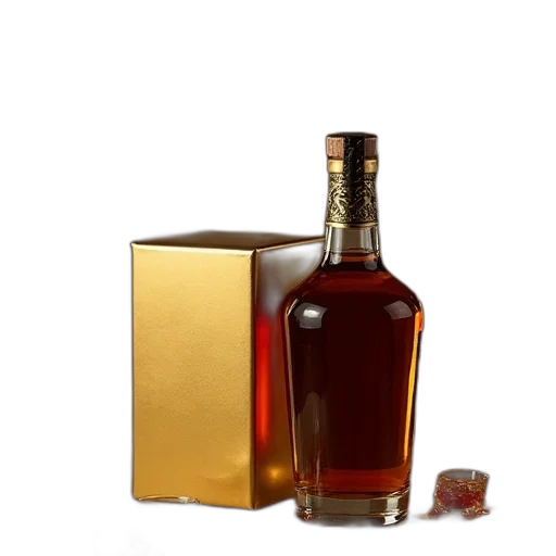 bottle, crown, 3d render, golden transparent PNG cut-out