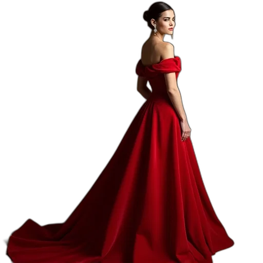 dress, photorealistic, red, actress transparent PNG cut-out