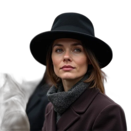 hat, jacket, face, staff transparent PNG cut-out