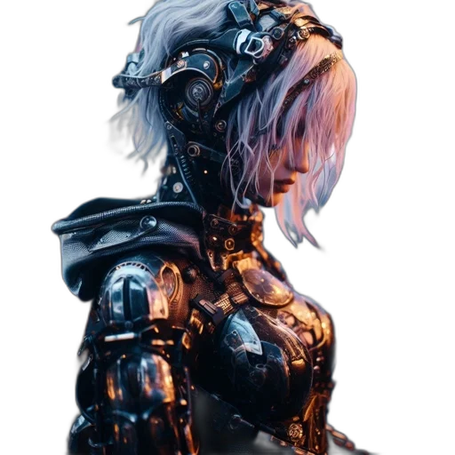 robot, hair, face, dress transparent PNG cut-out