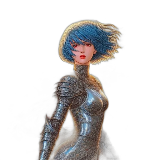 robot, dress, sword, hair transparent PNG cut-out