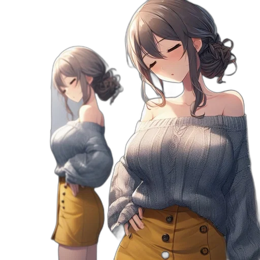 dress, jacket, jewelry, face transparent PNG cut-out