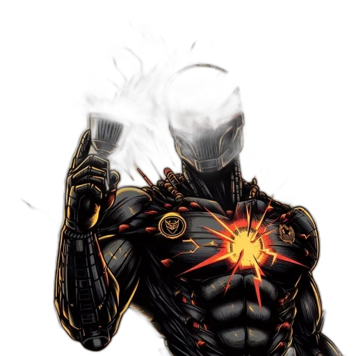 robot, mask, weapon, jacket transparent PNG cut-out