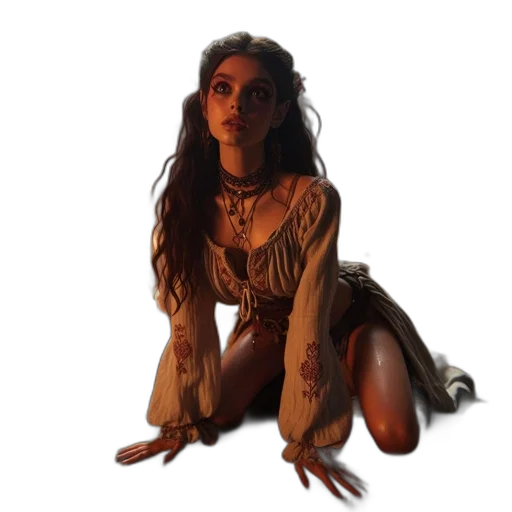 dress, creature, jewelry, hair transparent PNG cut-out