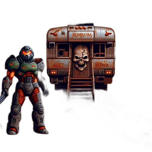robot, weapon, concept art, pixel art transparent PNG cut-out