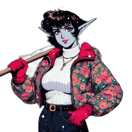 jacket, staff, weapon, jewelry transparent PNG cut-out