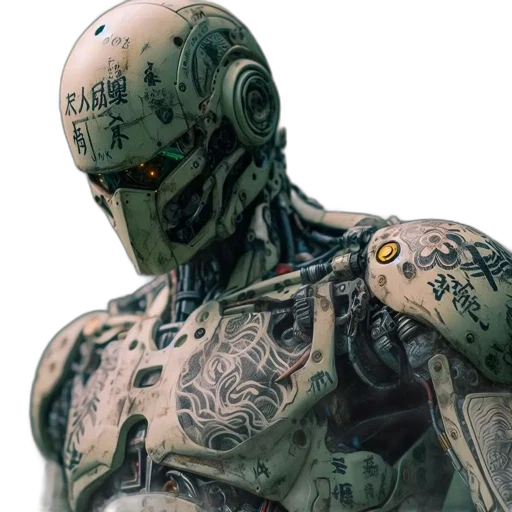 robot, cyberpunk, concept art, 3d render transparent PNG cut-out