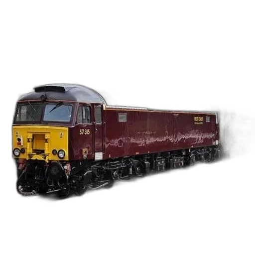 photorealistic, maroon, yellow, train transparent PNG cut-out