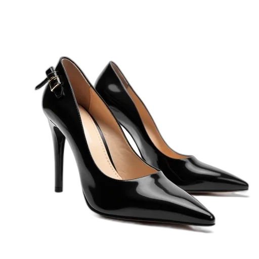 shoes, pair, black, high-heeled transparent PNG cut-out