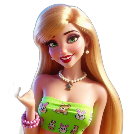 dress, jewelry, cartoon, 3d render transparent PNG cut-out