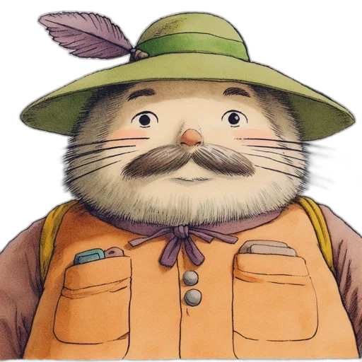 hat, animal, staff, face transparent PNG cut-out