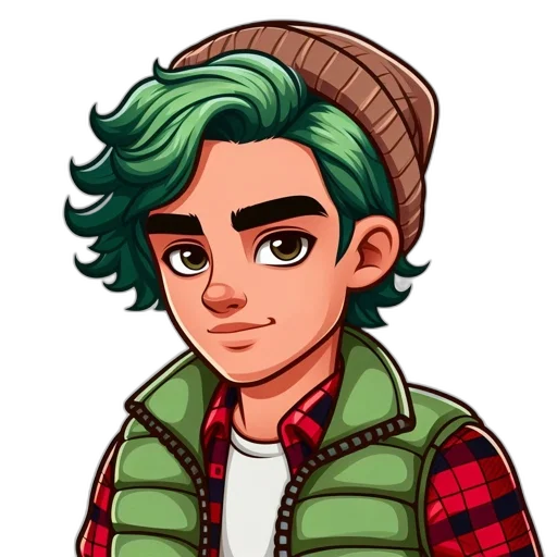 jacket, face, cartoon, pixel art transparent PNG cut-out