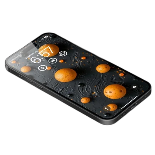 food, 3d render, outer space, smartphone transparent PNG cut-out