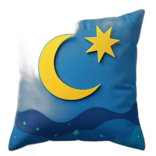 3d render, blue, pillow, yellow transparent PNG cut-out