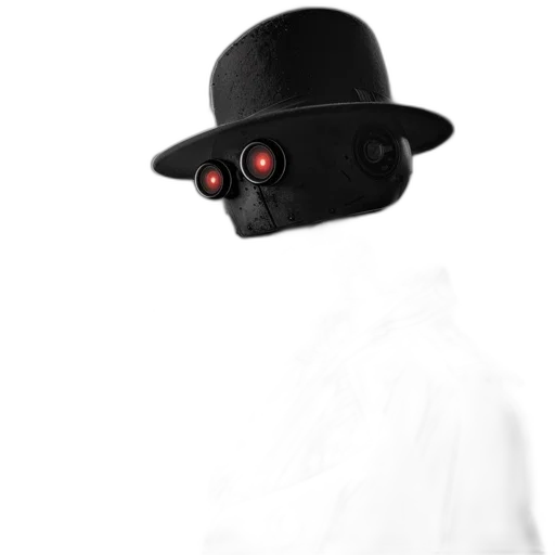robot, hat, mask, staff transparent PNG cut-out