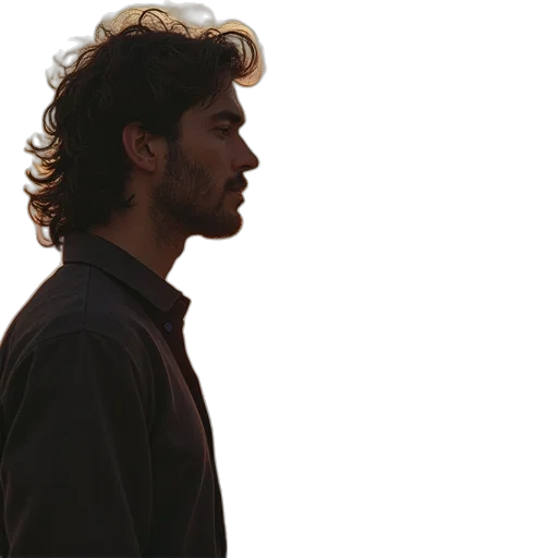 hair, jacket, face, staff transparent PNG cut-out