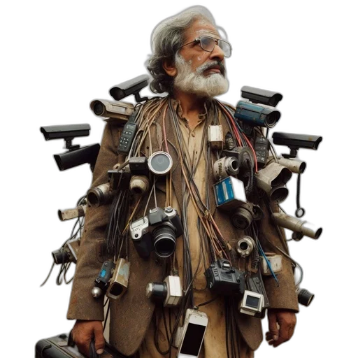 weapon, jacket, staff, robot transparent PNG cut-out