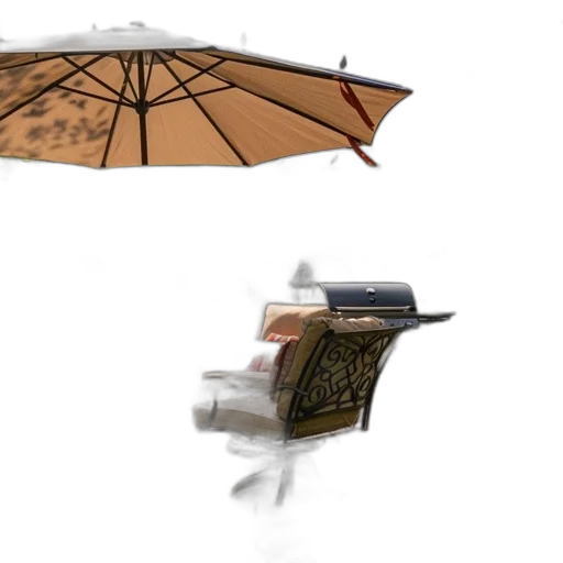 umbrella, weapon, furniture, 3d render transparent PNG cut-out