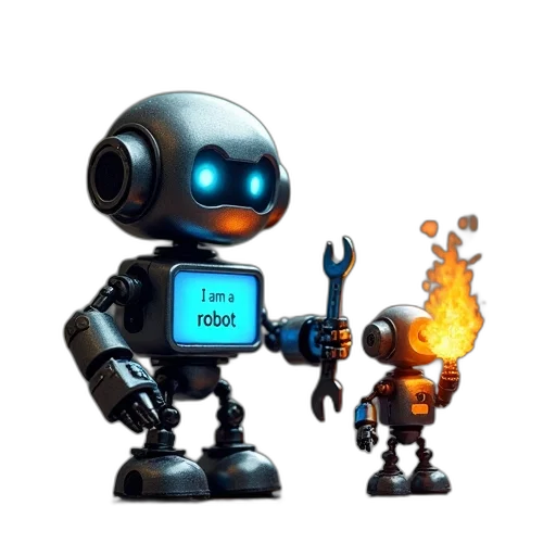 robot, staff, concept art, 3d render transparent PNG cut-out
