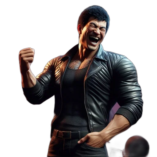 jacket, weapon, face, 3d render transparent PNG cut-out