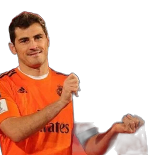 man, orange, shirt, holds transparent PNG cut-out