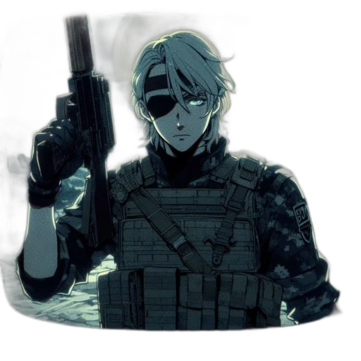 weapon, jacket, mask, staff transparent PNG cut-out