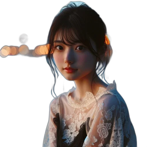 face, dress, staff, weapon transparent PNG cut-out