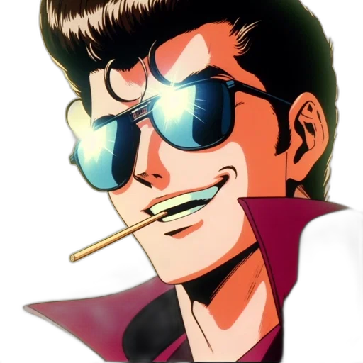 jacket, face, staff, weapon transparent PNG cut-out