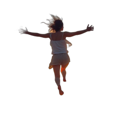 dress, hair, staff, 3d render transparent PNG cut-out