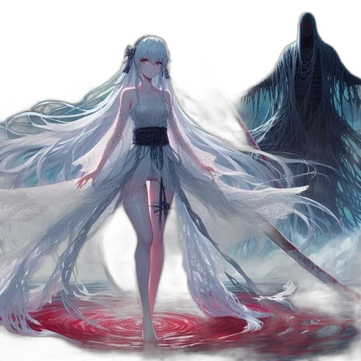 dress, creature, hair, concept art transparent PNG cut-out