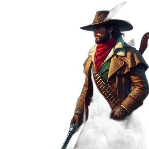 hat, jacket, weapon, staff transparent PNG cut-out