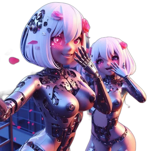 robot, cyberpunk, concept art, 3d render transparent PNG cut-out