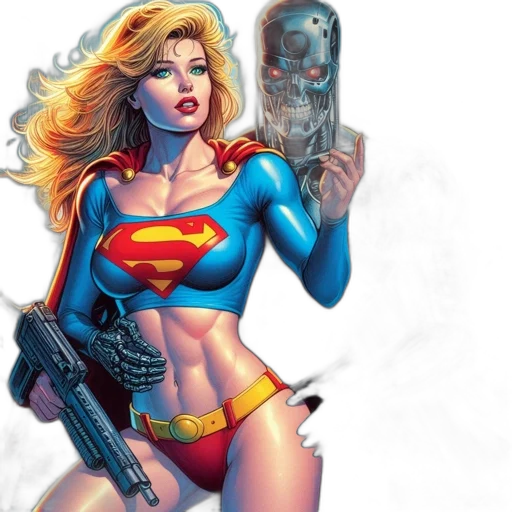 comic book art, concept art, two, characters transparent PNG cut-out