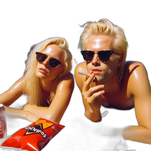 photorealistic, vaporwave, two, individuals transparent PNG cut-out