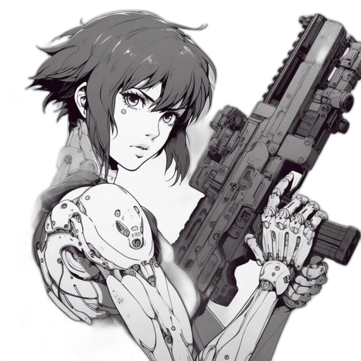 weapon, robot, cyberpunk, anime transparent PNG cut-out