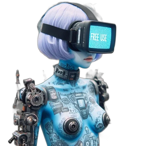 robot, staff, cyberpunk, concept art transparent PNG cut-out