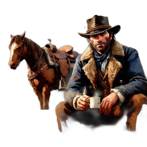 jacket, hat, staff, weapon transparent PNG cut-out